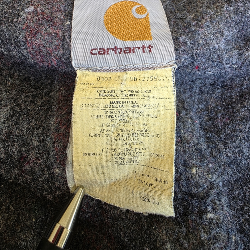 Carhartt Vintage Y2k Blanket Lined Chore Coat CO2 Moss Green Hood Detroit USA - Picture 8 of 11